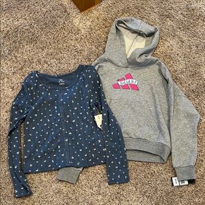 NWT Adidas Kids Gray Hoodie and blue knit shirt